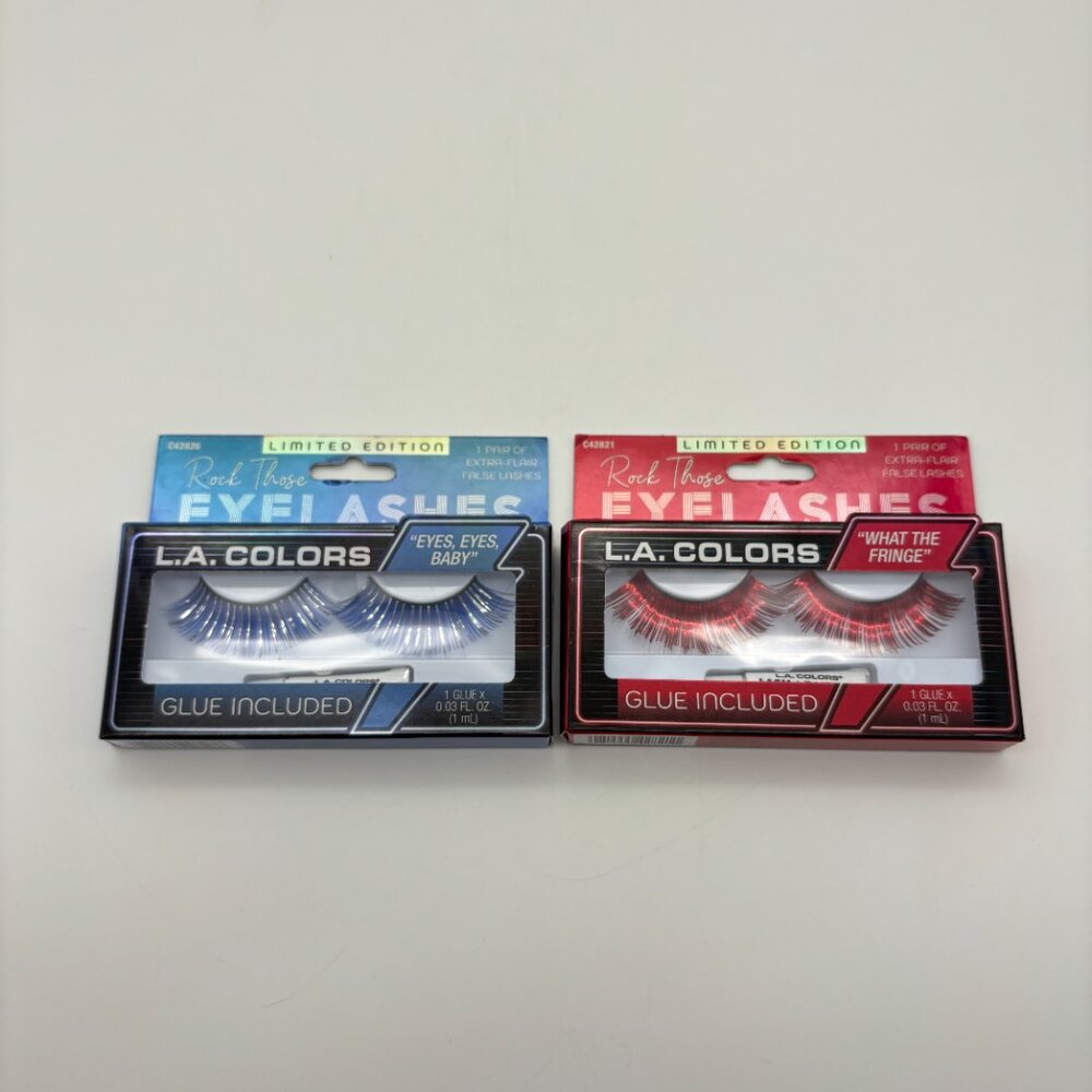L.A. Colors Limited Edition Rock Those Eyelashes False Lashes + Glue (x2) NEW